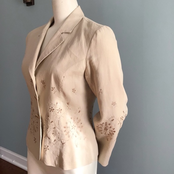 Carole Little Beige Linen Jacket - Picture 8 of 10